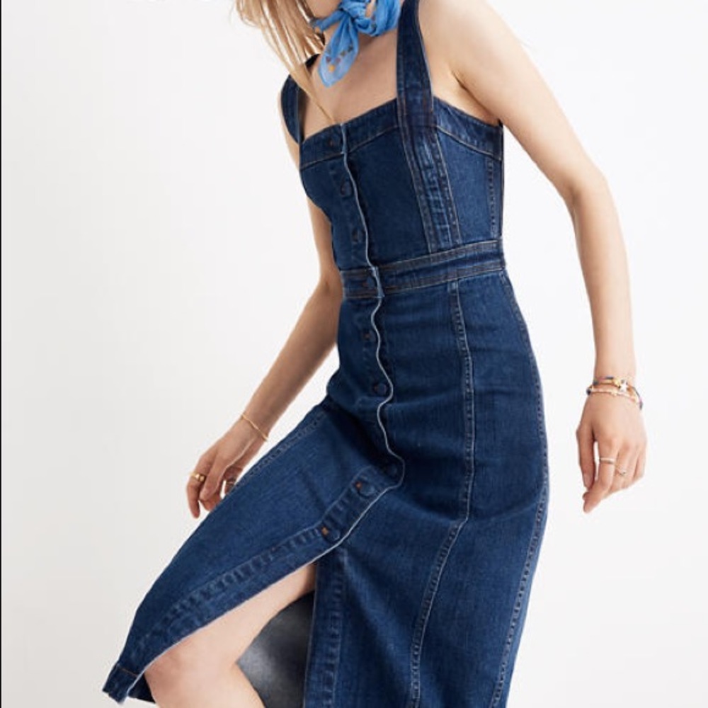 Madewell button front denim dress